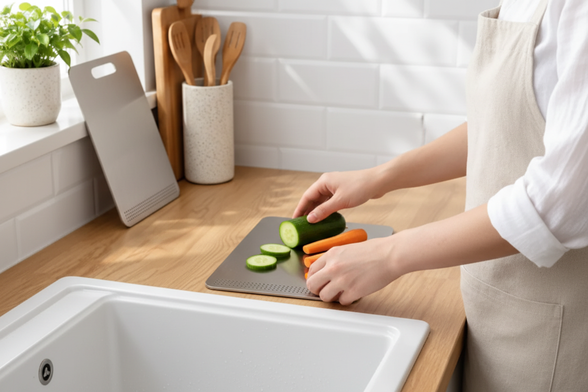 Cutting board in-use lifestyle shot
