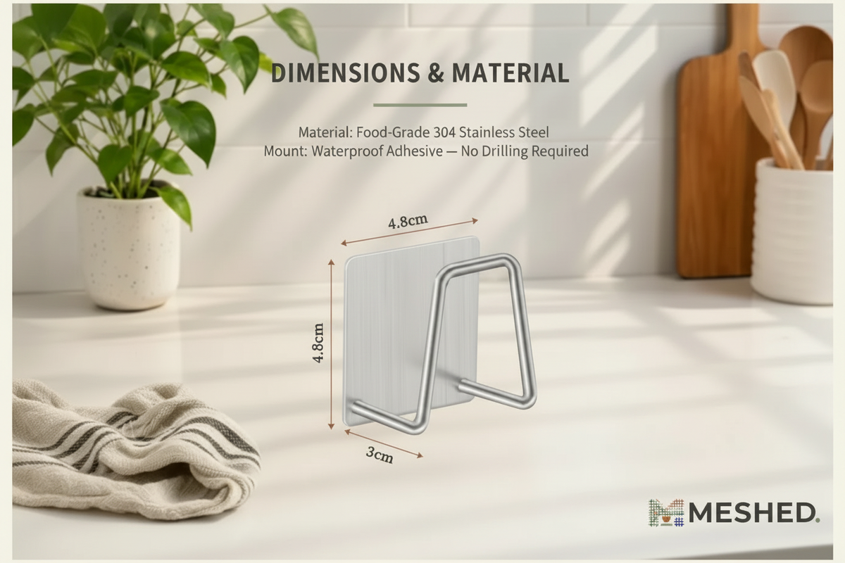 Dimensions infographic single holder kitchen background